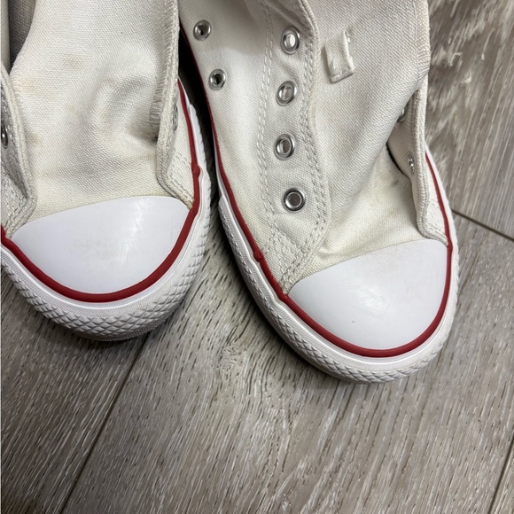 Converse White High-Tops with Red and Blue Stripes - Picture 9 of 11